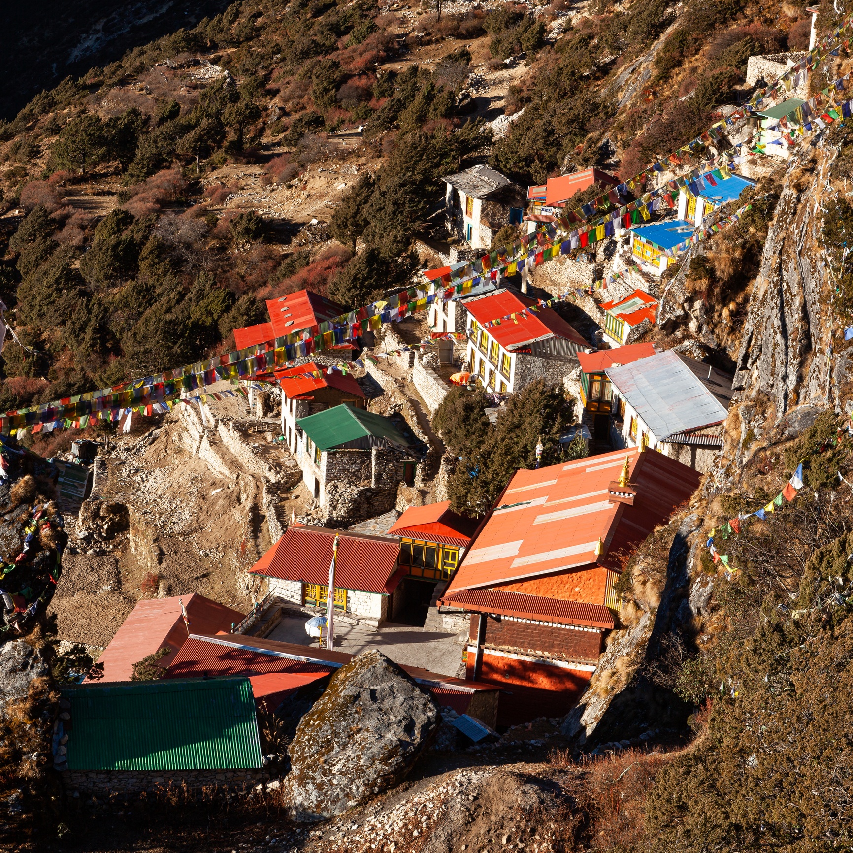 Buddhist monastery in Thame village, Himalayas, Nepal. Village on Everest base camp trek.
