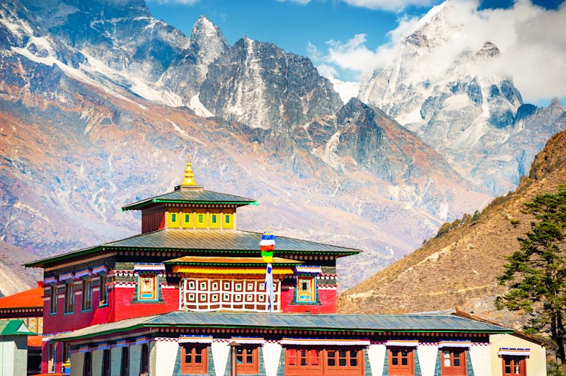 Tengboche Monastery in Himalaya mountains. Khumbu valley, Everest region, Nepal