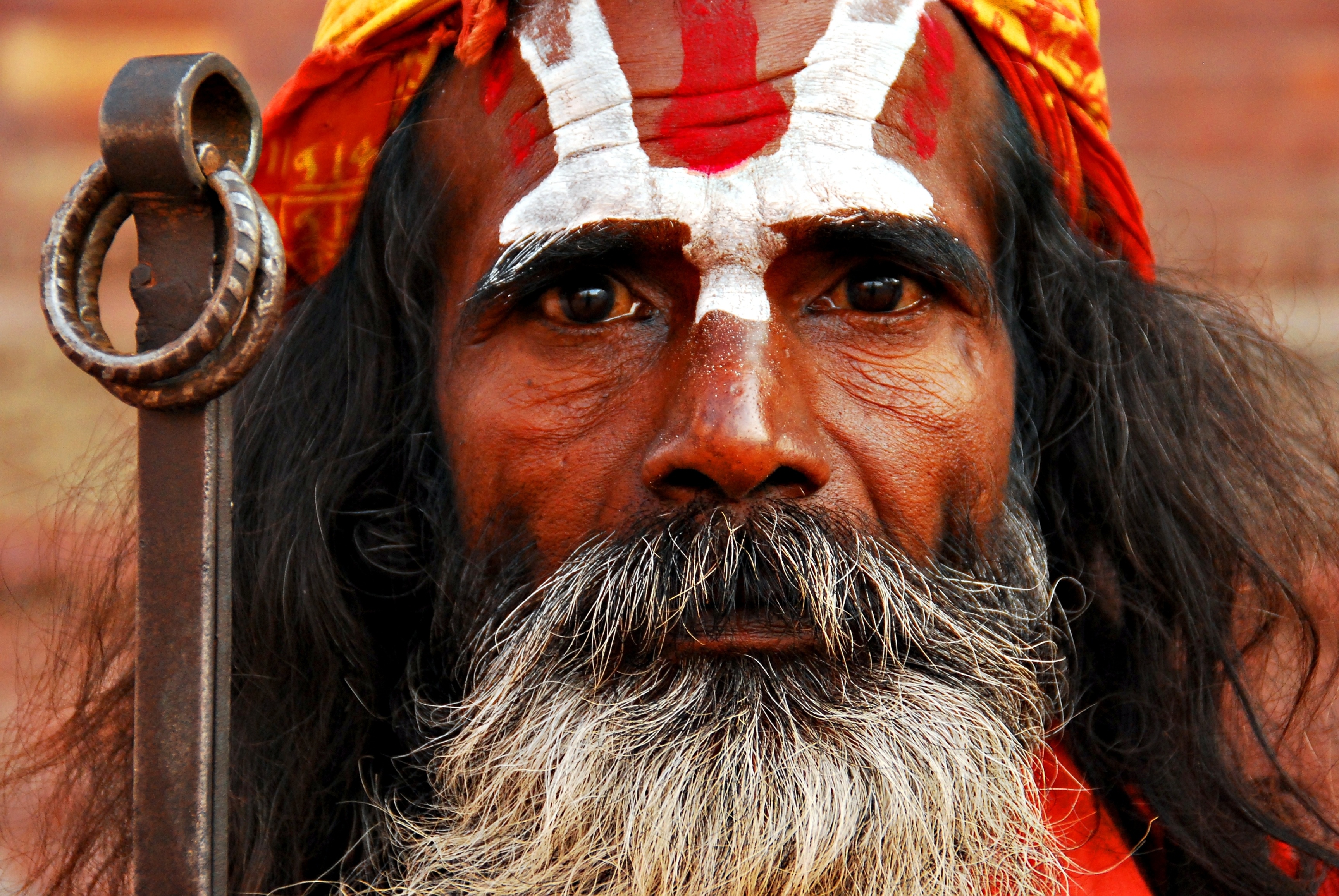 Close up portrait of a holy man in Kathmandu