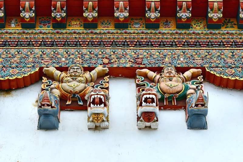 Wall decoration details of Ganteng (or Gangtey) Monastery, Phobjikha Valley, Wangdue Phodrang District