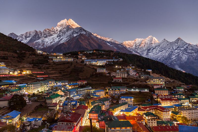 Namche Bazaar at night EBC trek Nepal