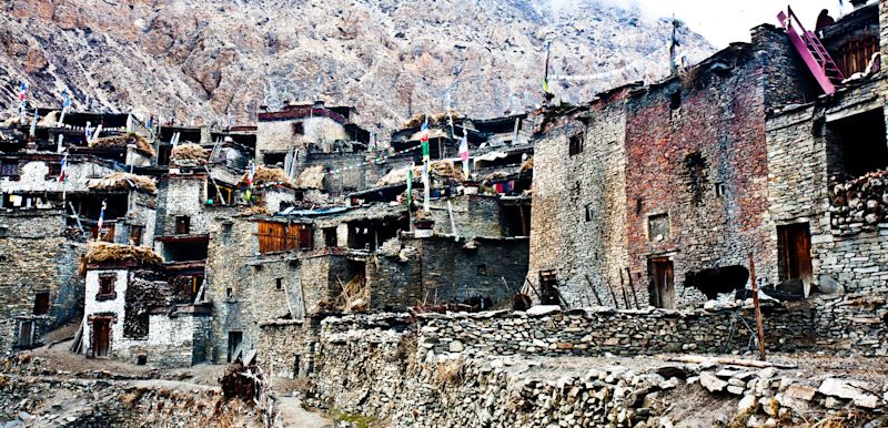 Pur. Tibetan Nar Village in Nar-Phu Valley, Annapurna, Nepal