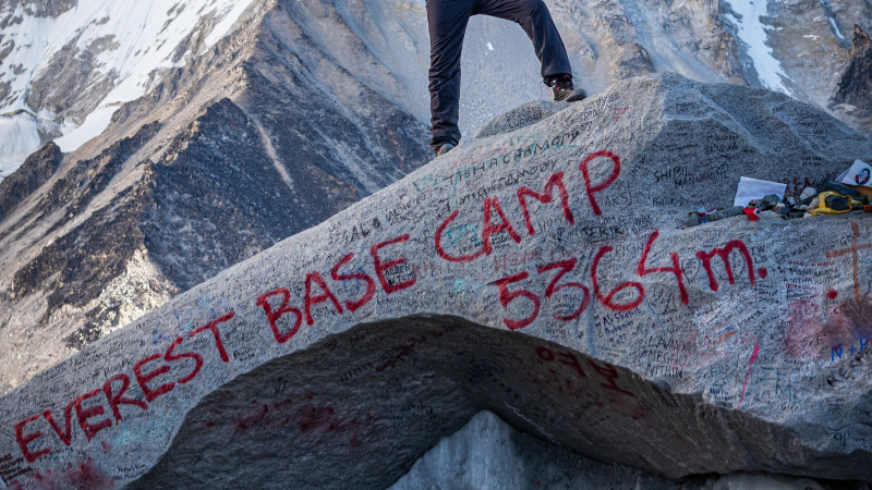 Trekker at Everest Base Camp