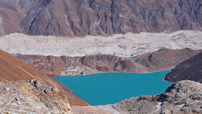 Pur. Aerial view of Sherpa village Gokyo (4,860 m)