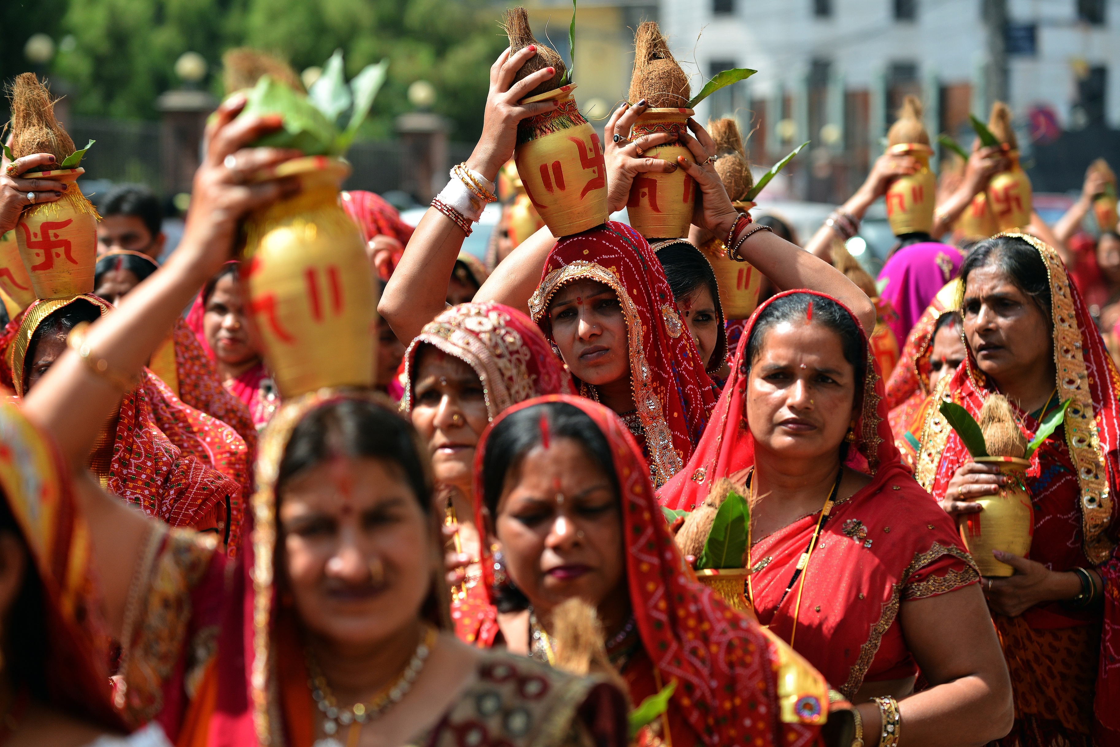 Nepali people celebrate the Dashain festival
