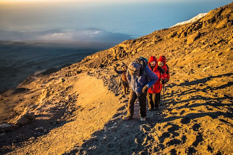 Trekkers making their way up the Marangu route