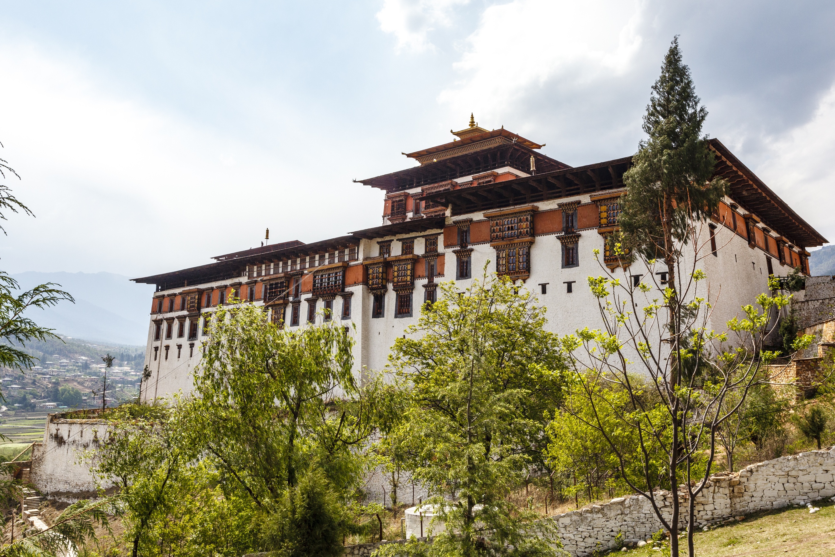 Exterior of Rinpun Dzong monastery in Paro, Bhutan, Asia
