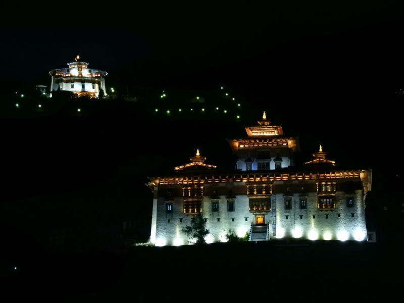 Rinpung Dzong in Paro at night, Bhutan festival