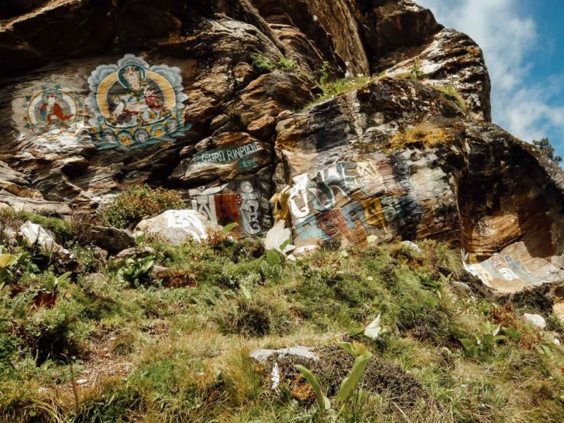 guru rinpoche wall drawings on Everest Base Camp trek