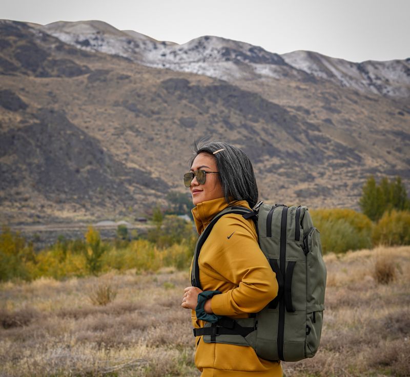 Asian woman hiking