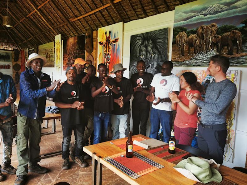 An indoor Kilimanjaro tipping ceremony