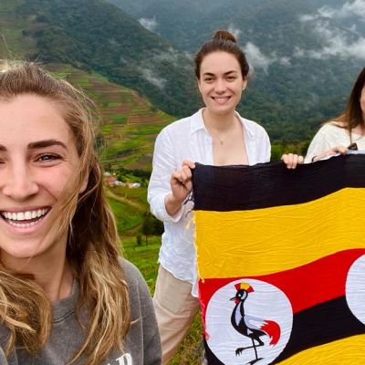 Elena, Sophie, Beatriz, Simon Uganda flag selfie