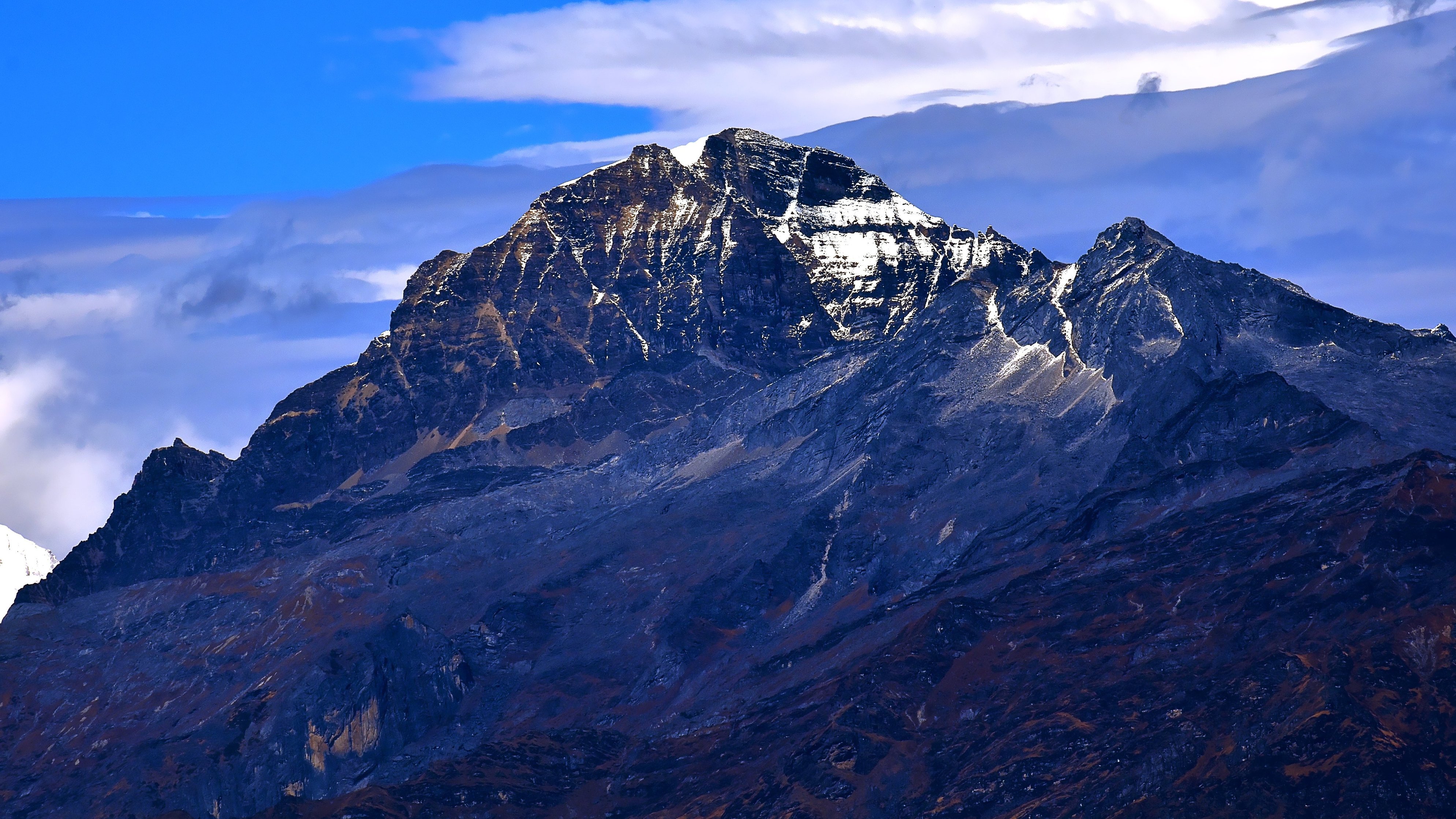Pur. Jomolhari peak from Chele La pass, Bhutan