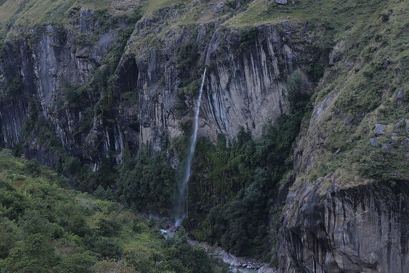 Manaslu Circuit trek in Nepal waterfall