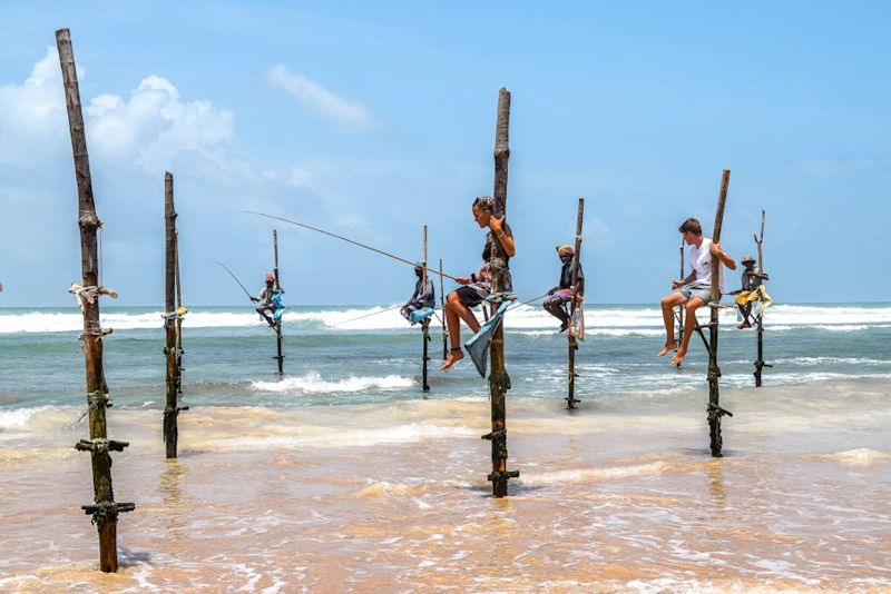 Stilt fishermen in Sri Lanka