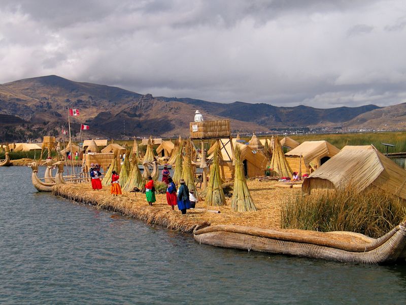 One of the Uros-Islands in Lake Titicaca, Peru