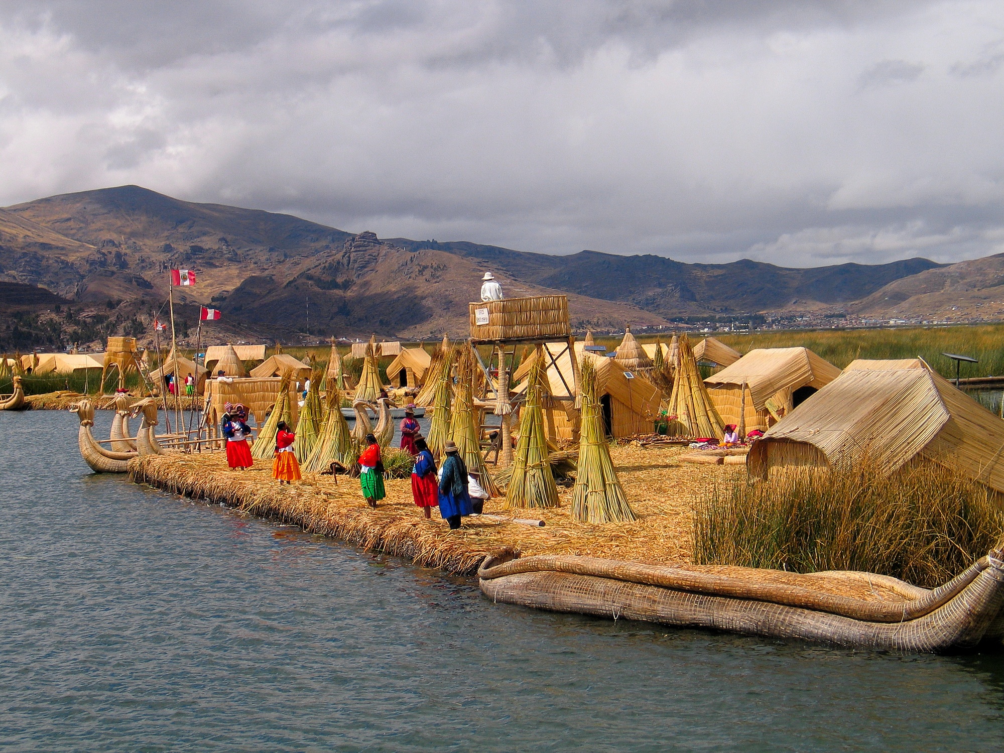 One of the Uros-Islands in Lake Titicaca, Peru