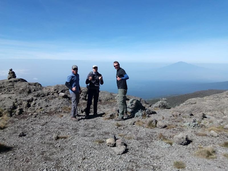 Trekkers at top of Barracnco Wall