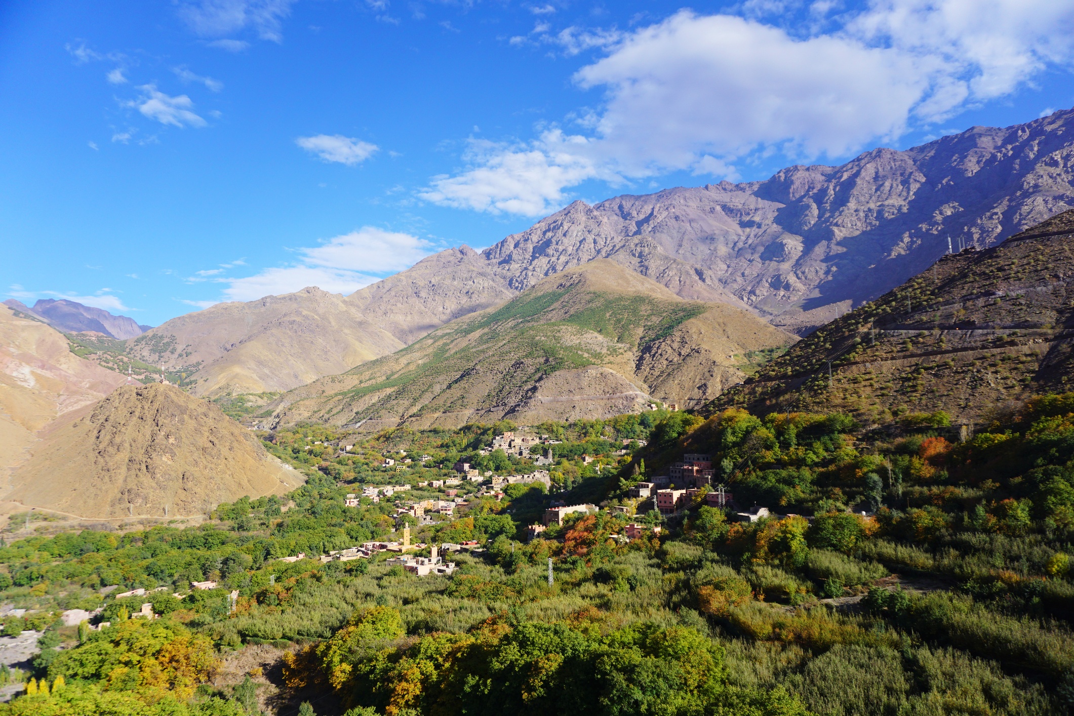Imlil village in Atlas Mountains in Morocco, Africa, trail head to Mount Toubkal