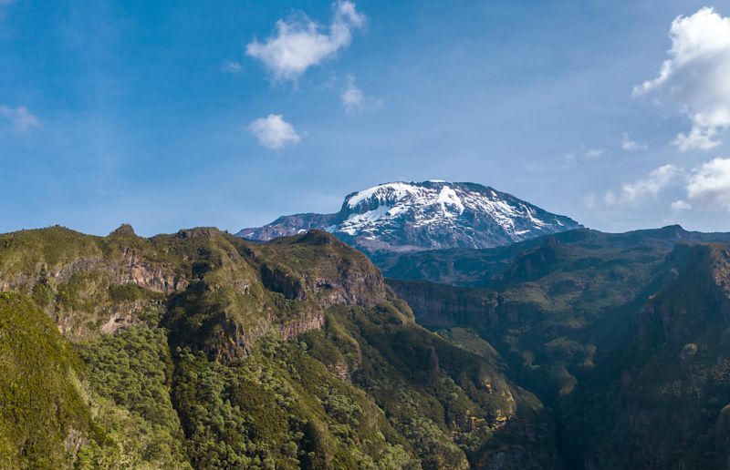 Ours. Drone view of Kilimanjaro Uhuru from Umbwe route