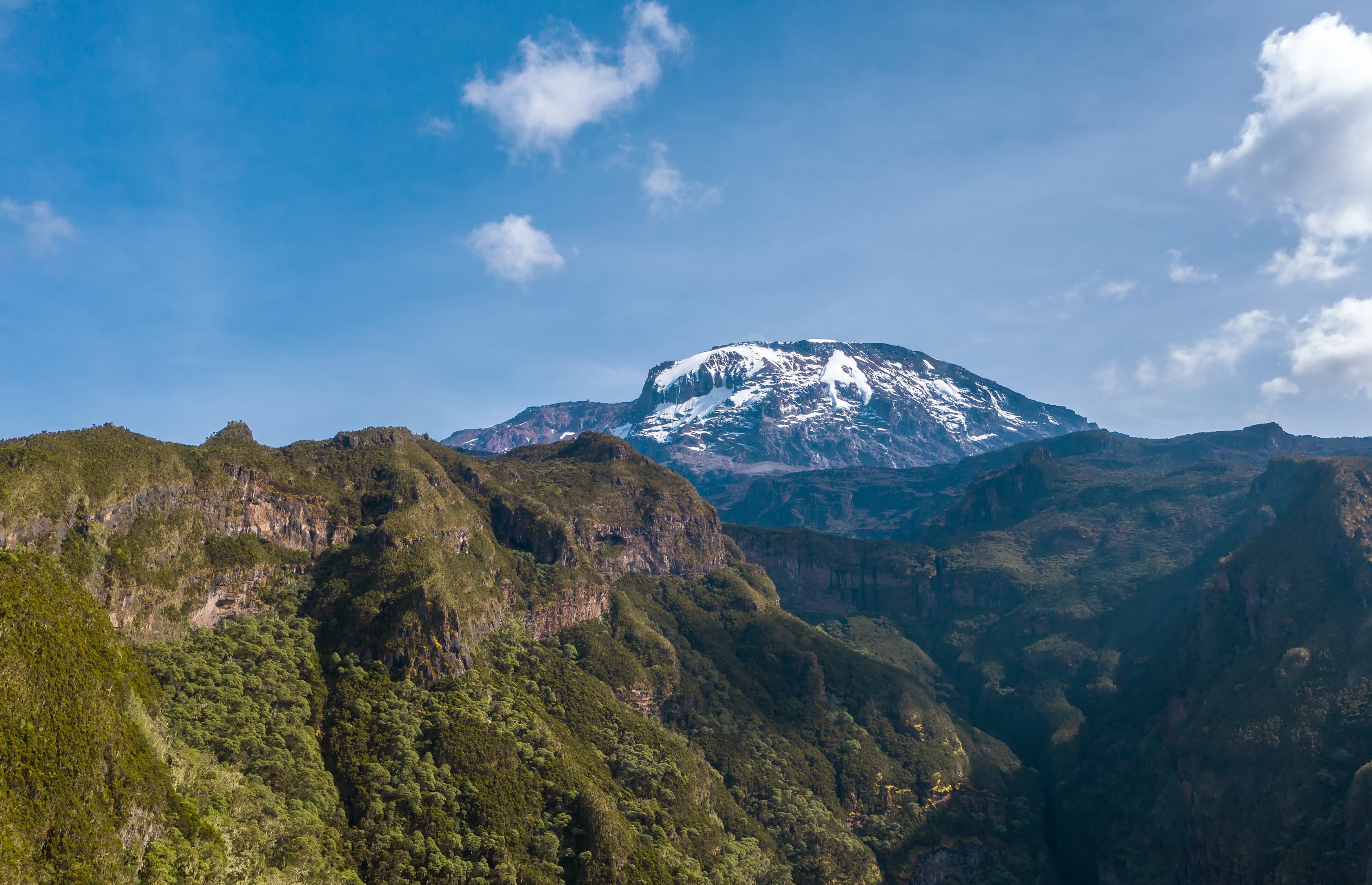 Ours. Drone view of Kilimanjaro Uhuru from Umbwe route