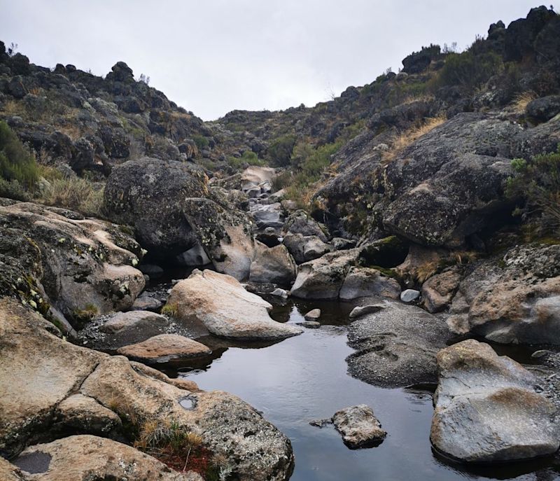 Boulder-strewn river on Kilimanjaro