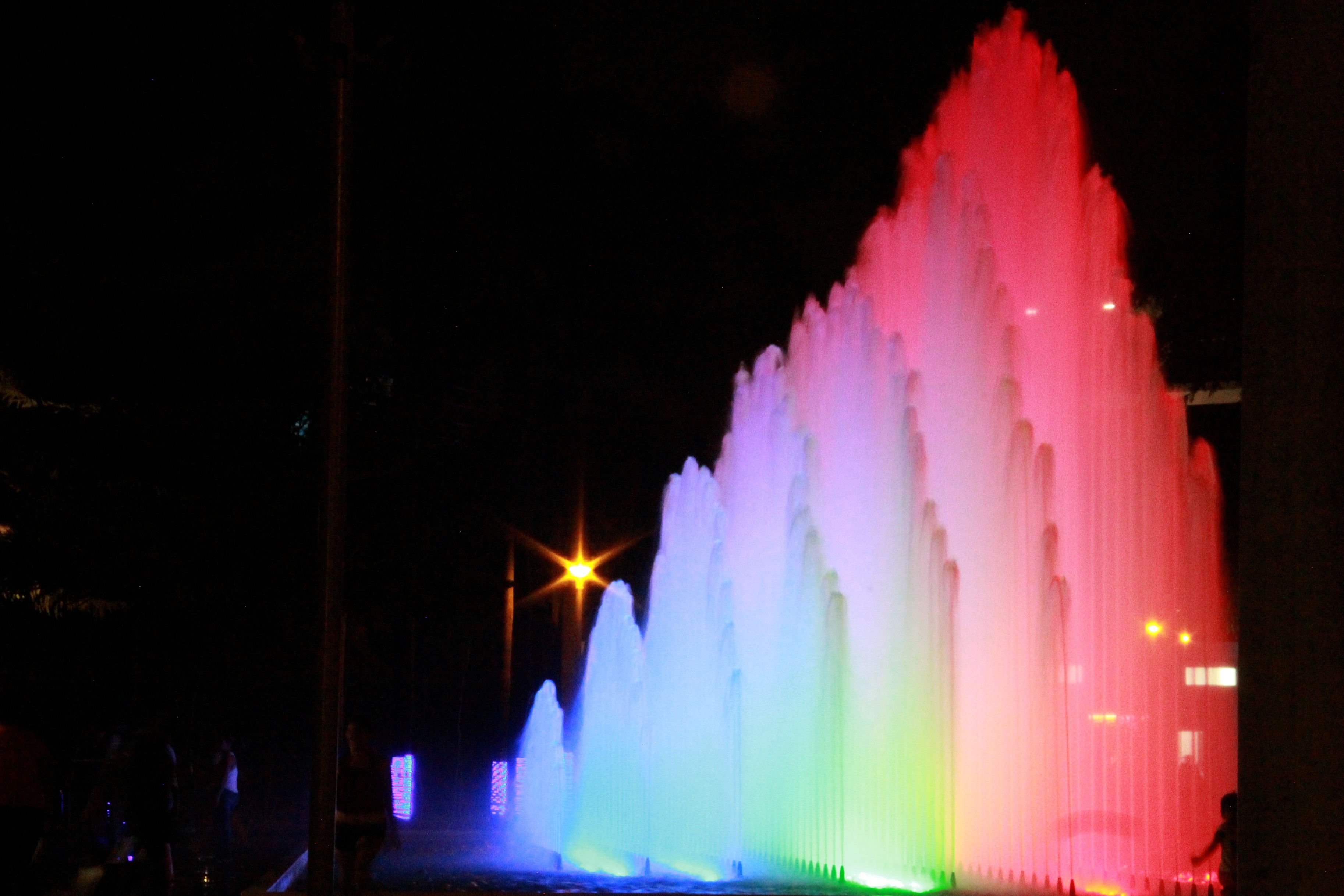 The Magic Water Circuit of the Parque de la Reserva, an icon of Lima in Peru, with fountains, music, sound and laser lights.