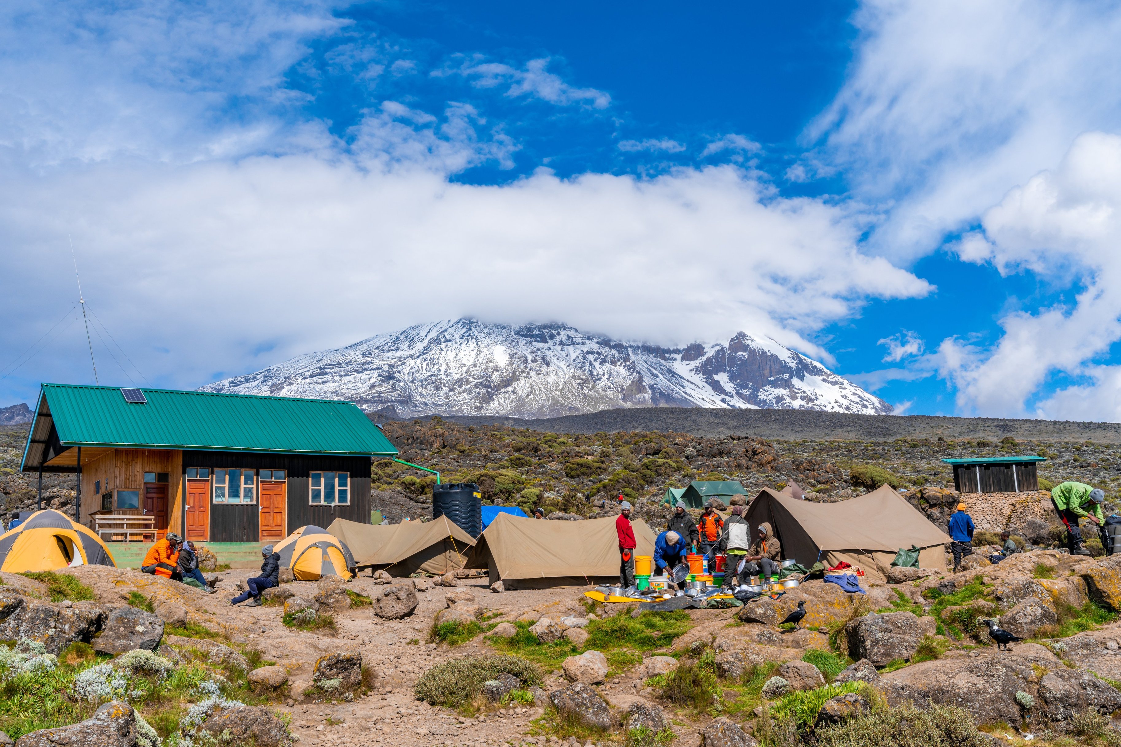 Shira 2 campsite and hHut on Kilimanjaro