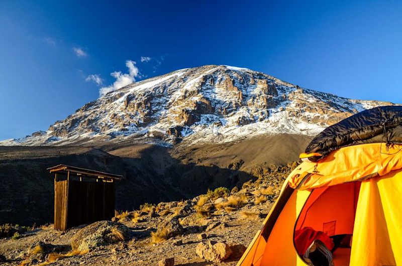 Kilimanjaro campsite and public toilet that different Kilimanjaro operators use