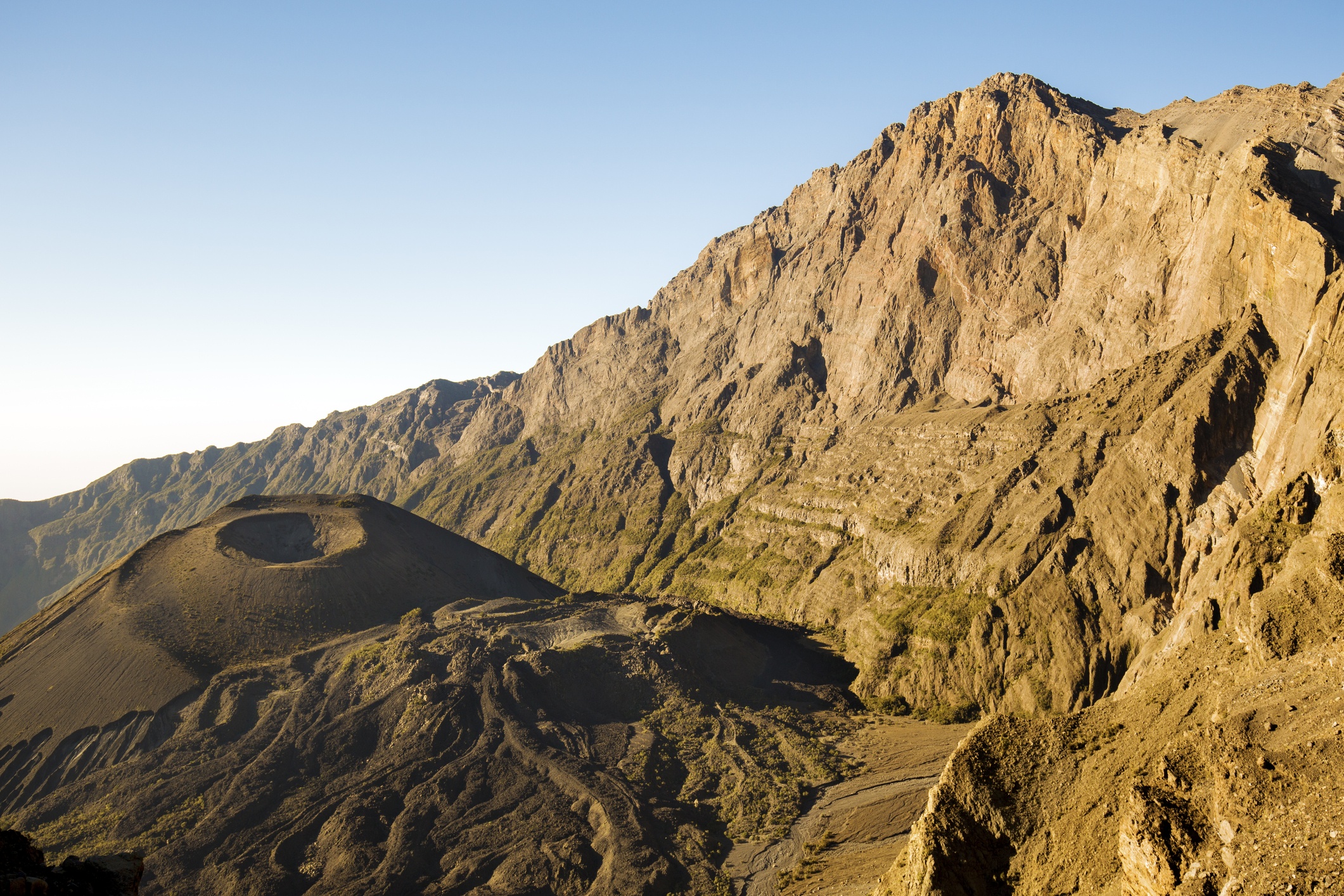Mt Meru and ash cone at sunrise. Tanzania. Africa. Rhino Point.