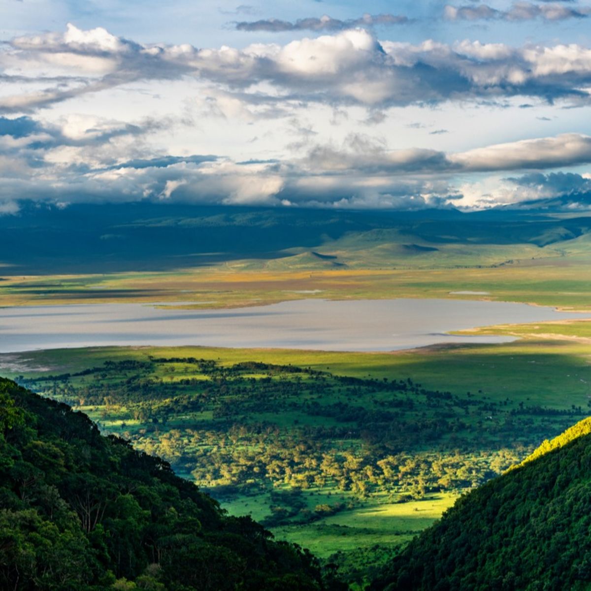 Ngorongoro Crater as seen from the rim in the wet season