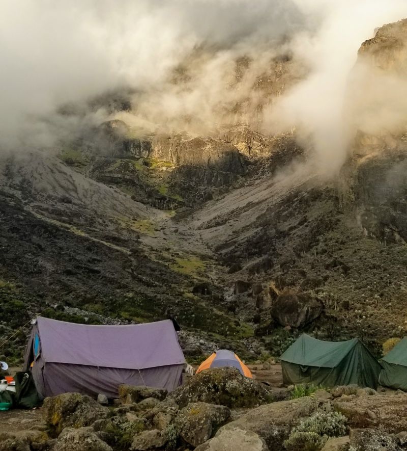 Kilimanjaro Barranco Camp view mist