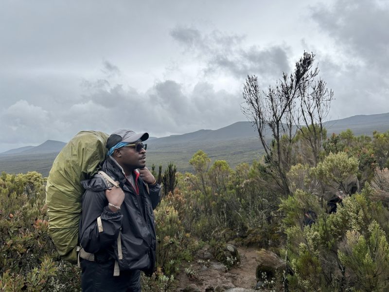 Robert in moorland of Kilimanjaro