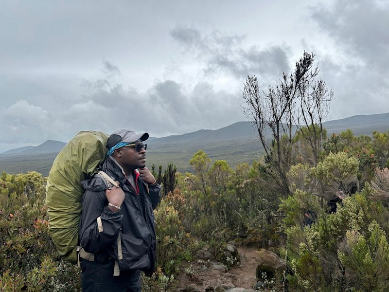 Robert in moorland of Kilimanjaro