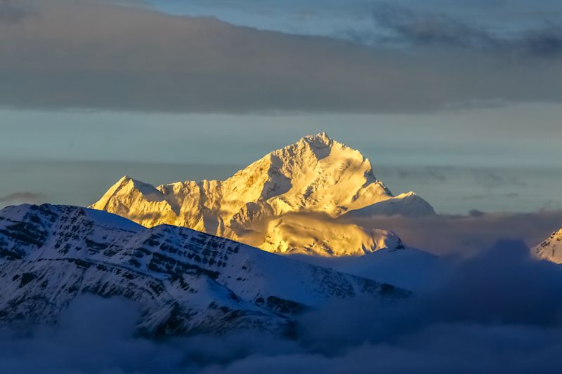 Makalu peak bathed in sunlight, Himalayas