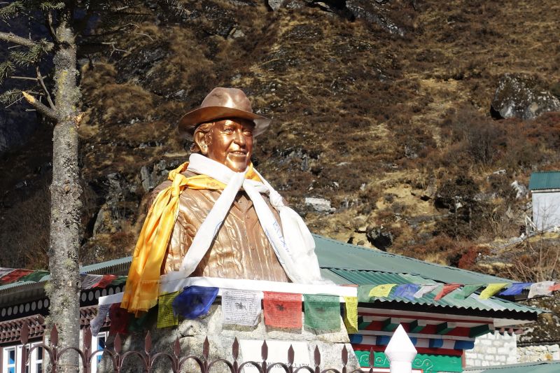 Statue of Sir Edmund Hillary at Khumjung High School in Nepalese Himalayas