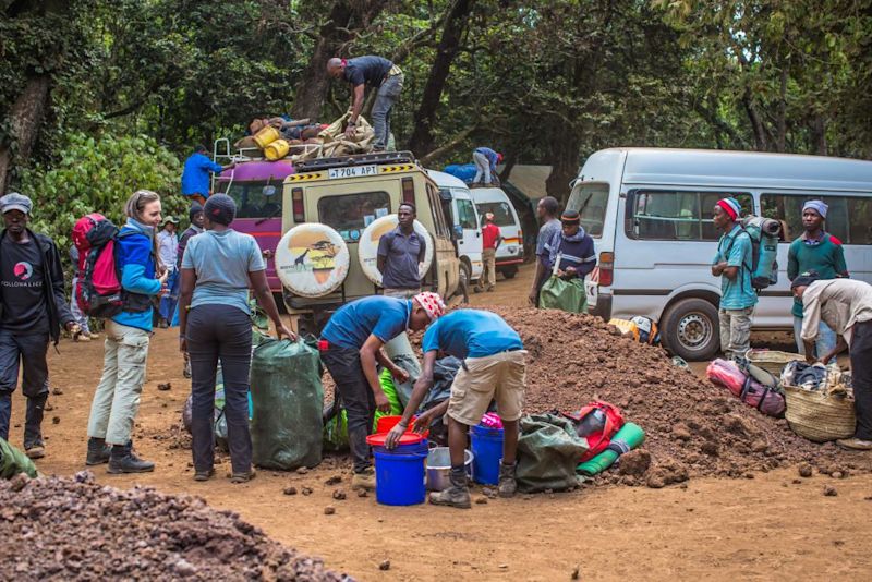 Equipment at start of Kilimanjaro trek