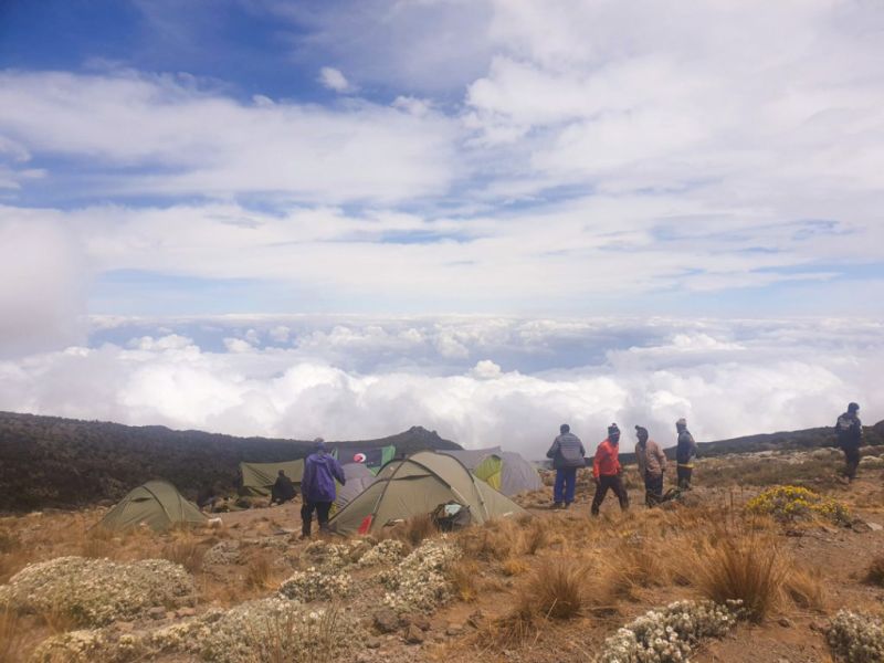 Campsite Kilimanjaro clouds