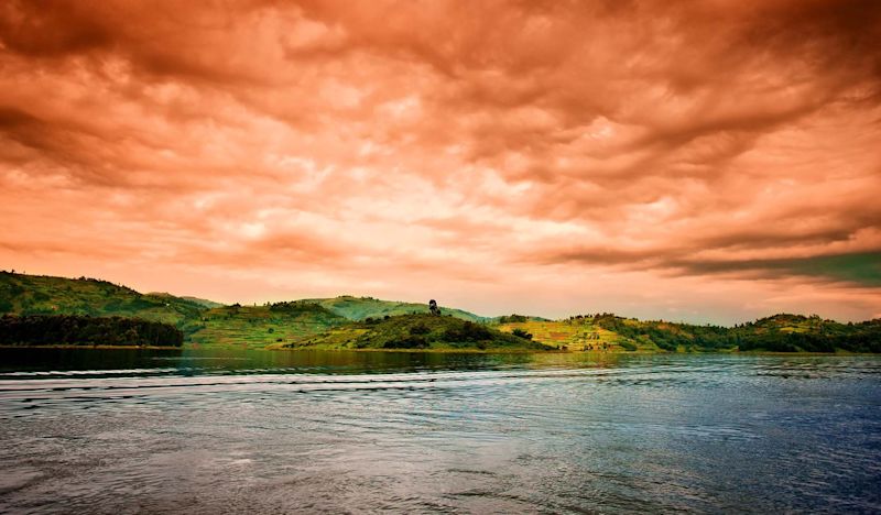 Sunset on lake Victoria