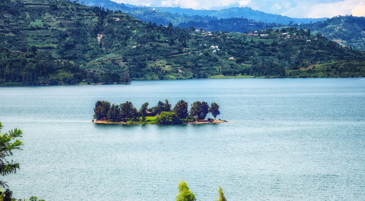 Lake Kivu, one of the largest of the African Great Lakes, In Rwanda