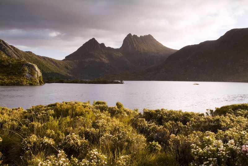 Cradle Mountain sits atop Dove Lake, iconic image of Tasmania