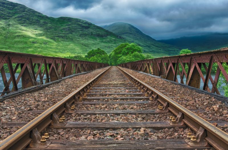 Railway train track bridge countryside
