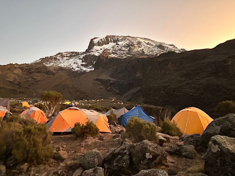 Barranco Camp and Barranco Wall at sunrise 