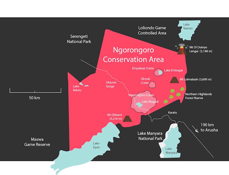 Tanzania Ngorongoro Conservation Area Map