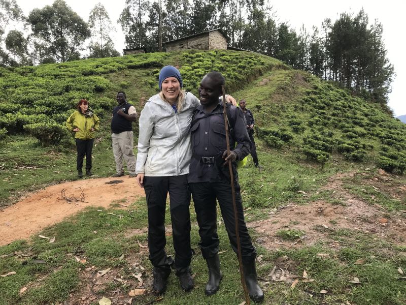 Seraina. Anne-Kathrin and gorilla trek guide Bwindi Uganda