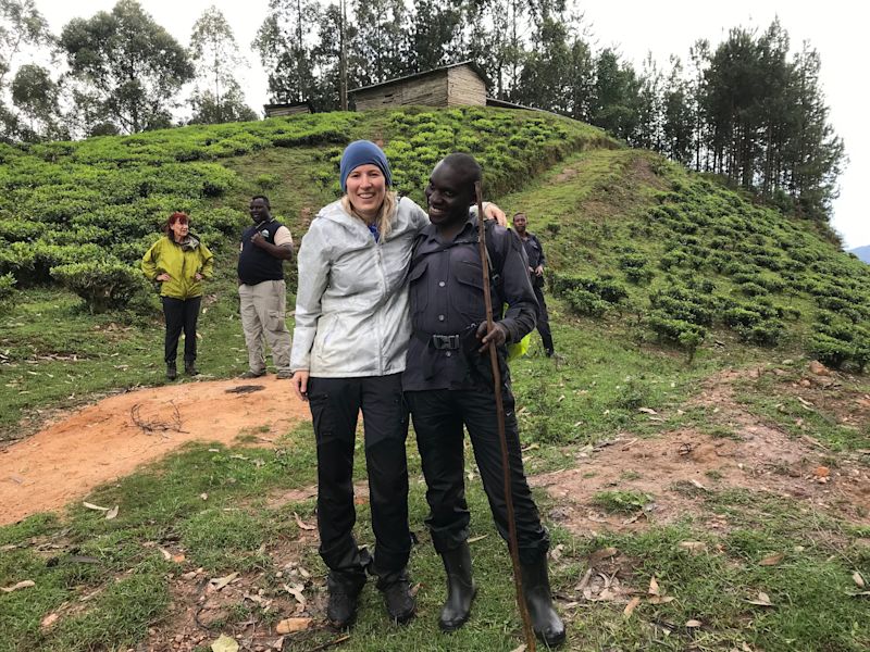 Seraina. Anne-Kathrin and gorilla trek guide Bwindi Uganda