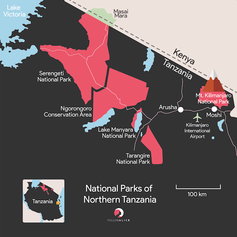 Northern parks of Tanzania map