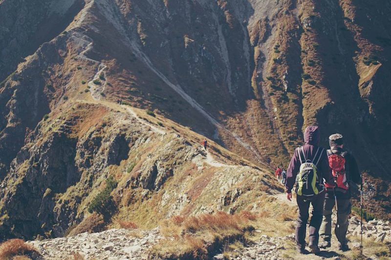 Trekkers on a mountain trail