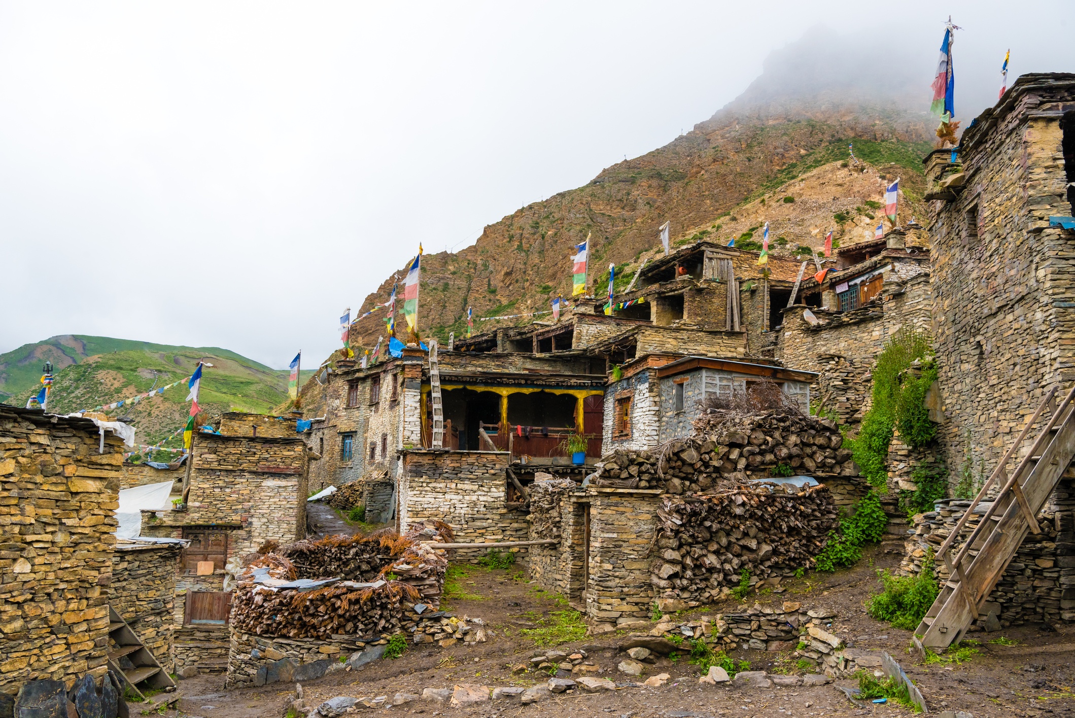Traditional architecture in the ancient Tibetan Nar village, Annapurna Conservation Area, Nepal