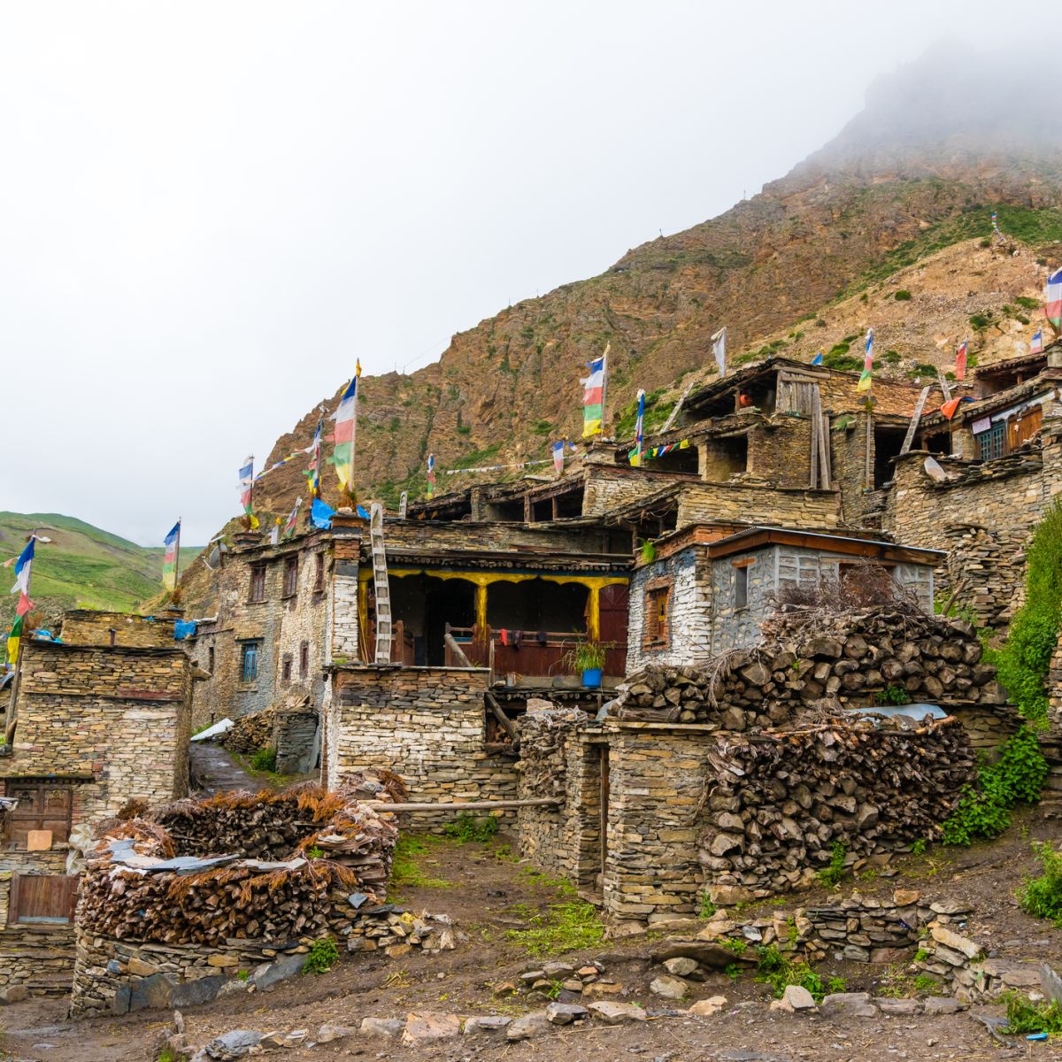Traditional architecture in the ancient Tibetan Nar village, Annapurna Conservation Area, Nepal